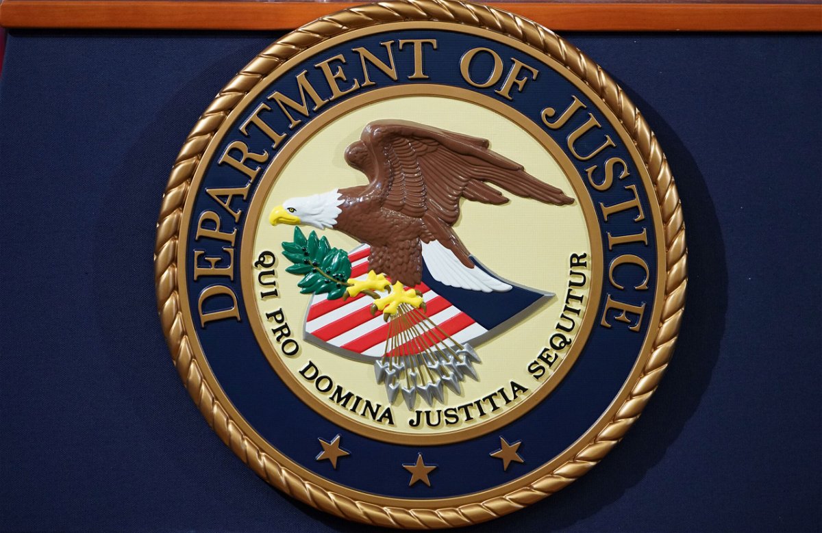 <i>Mandel Ngan/AFP/Getty Images</i><br/>The Department of Justice seal is seen on a lectern in Washington