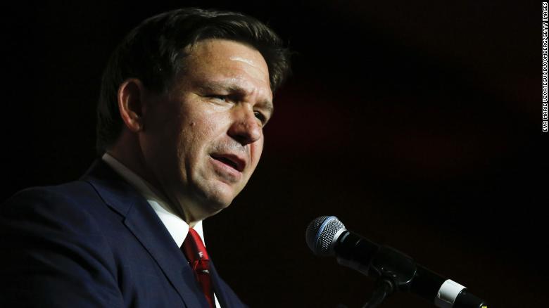 Ron DeSantis, governor of Florida, speaks during the 2022 Victory Dinner in Hollywood, Florida, US, on Saturday, July 23, 2022. Governor Ron DeSantis emerged as a top rival to former President Donald Trump in GOP primary contest should Trump decide to run again. Photographer: Eva Marie Uzcategui/Bloomberg