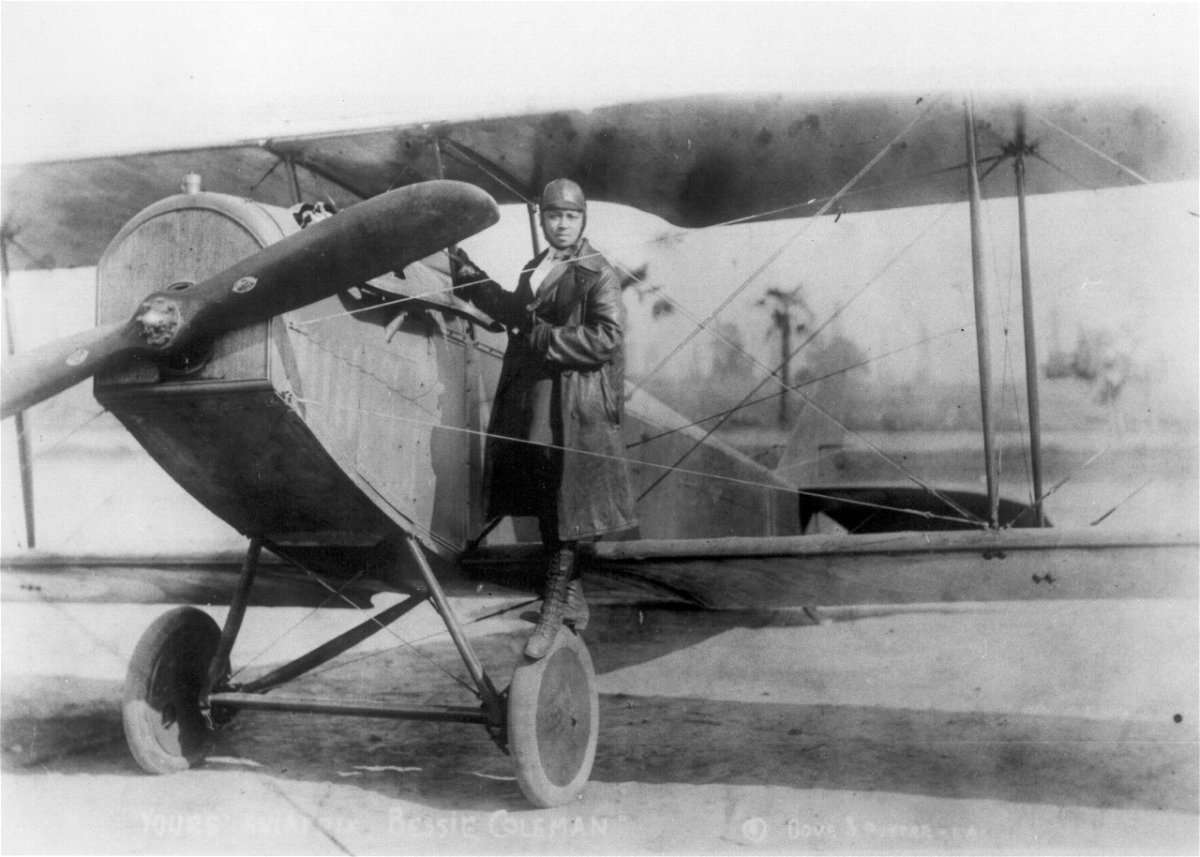 <i>Michael Ochs Archives/Getty Images</i><br/>American pilot Bessie Coleman in her bi-plane