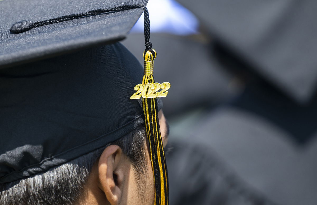 <i>Paul Bersebach/MediaNews Group/Orange County Register/Getty Images</i><br/>Students listen during Magnolia High School's commencement at Handel Stadium in Anaheim