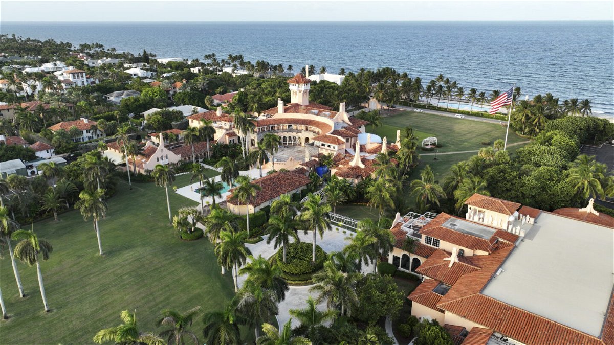 <i>Steve Helber/AP</i><br/>An aerial view of former President Donald Trump's Mar-a-Lago estate is pictured August 10 in Palm Beach