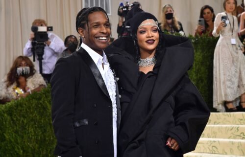 Singer Rihanna and rapper A$AP Rocky are seen here in September 2021 in New York. Rapper A$AP Rocky was charged on August 15 in connection with a 2021 shooting incident in California.