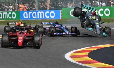 Hamilton collides with Fernando Alonso.