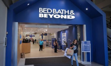 Bed Bath & Beyond shares tank on Monday on reports that suppliers have halted product shipments. Pictured is a Bed Bath & Beyond store in Manhattan
