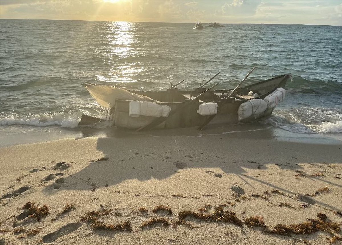 <i>US Customs and Border Protection/Twitter</i><br/>Chief Patrol Agent of the Miami Sector Walter Slosar posted this photo of a boat carrying 15 Cuban migrants on Haulover Beach