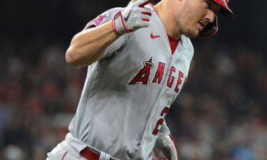 Ten-time Major League Baseball All-Star Mike Trout hit his seventh homer in seven games with a two-run drive in the fifth inning