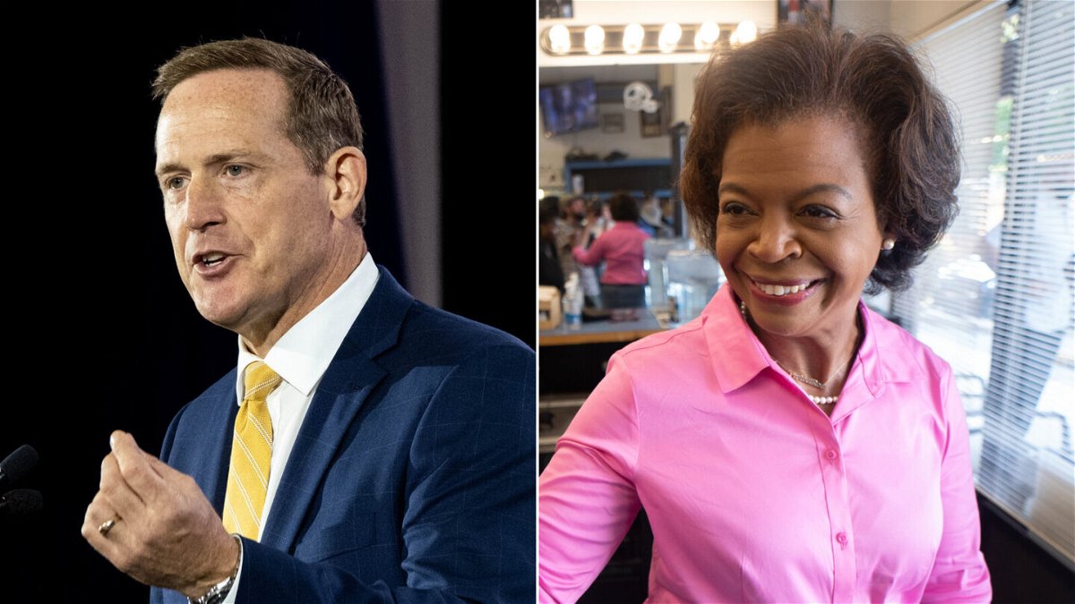 <i>Getty Images</i><br/>Republican Ted Budd (left) and Democrat Cheri Beasley are vying for North Carolina's open Senate seat.