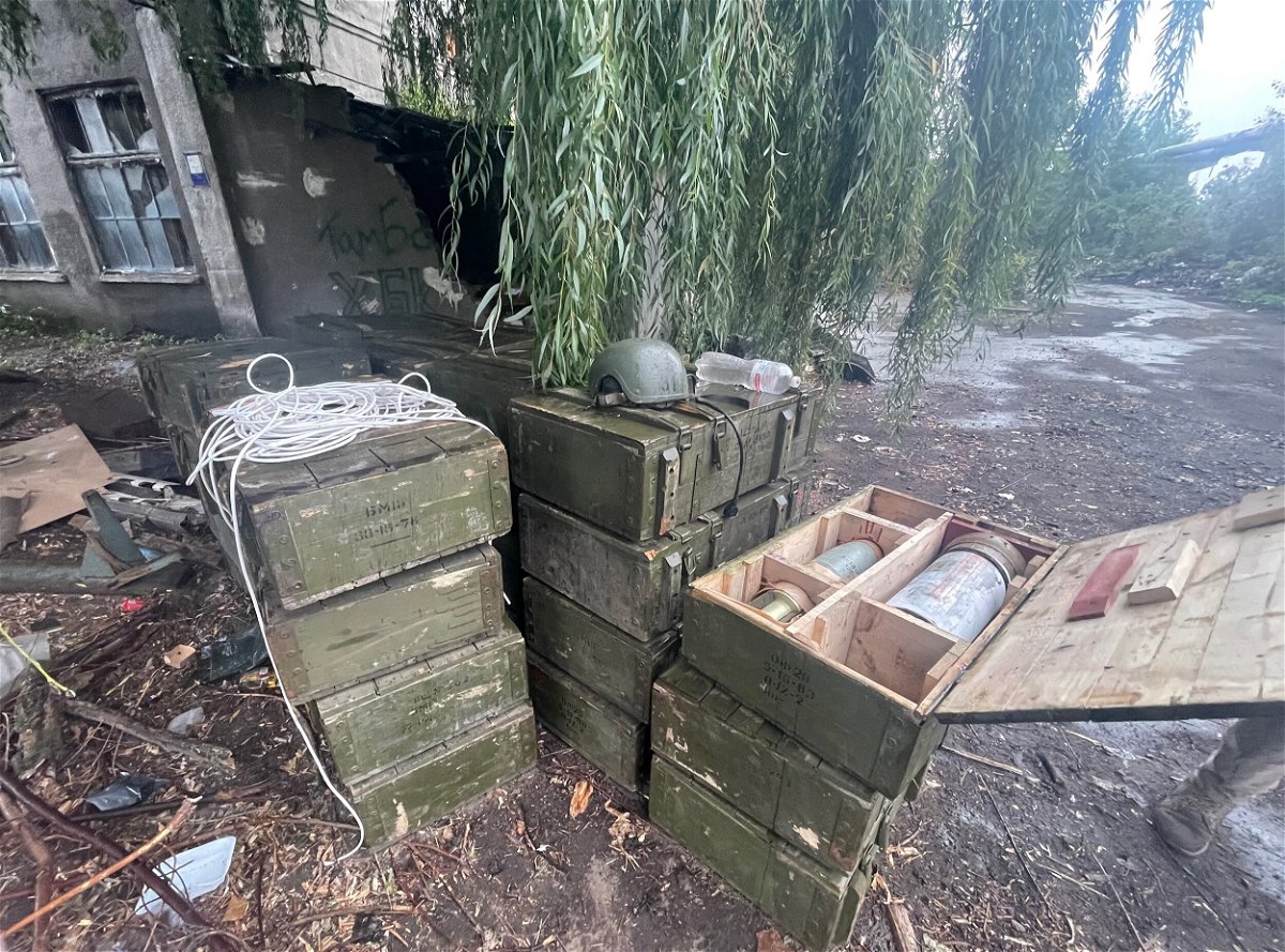 <i>Rebecca Wright/CNN</i><br/>Piles of ammunition found near a bunker the Russians used as a command center in Izium.