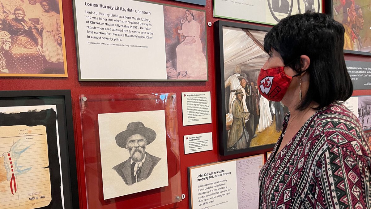 <i>Cherokee Nation</i><br/>Willadine Johnson attends a reception at the Cherokee National History Museum honoring a new exhibit about the Cherokee Freedmen.