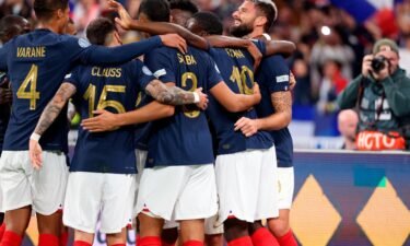 Players for the French national soccer team are seen here celebrating their 2-0 win over Austria on September 22. France has over 14 players out with injury