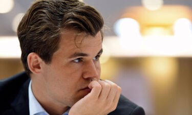 Norway's Magnus Carlsen competes during his Round 10 game against the Moldova's team at the 44th Chess Olympiad 2022