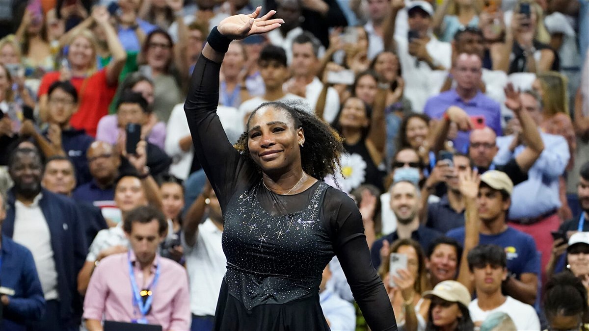 <i>John Minchillo/AP</i><br/>Serena Williams bids a tearful farewell to fans after losing to Ajla Tomljanovic in the US Open.