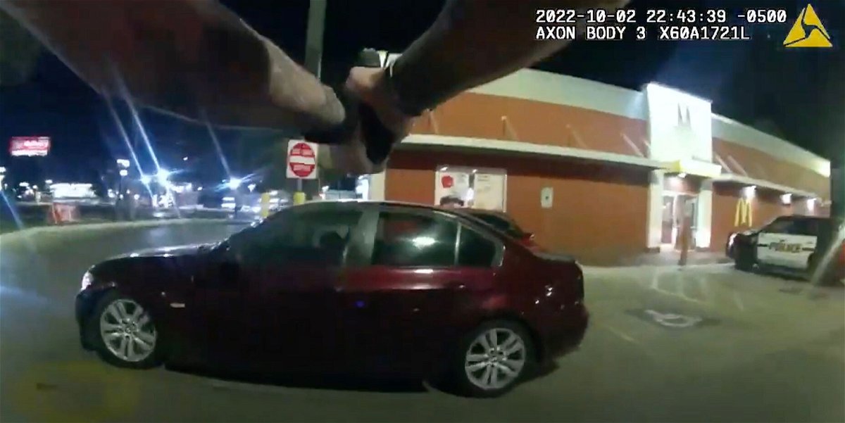 <i>San Antonio Police Department</i><br/>Still frame from body cam footage released by the San Antonio Police Department. A San Antonio Police Department officer has been fired after shooting a 17-year-old boy who was eating a meal in a McDonald's parking lot Sunday