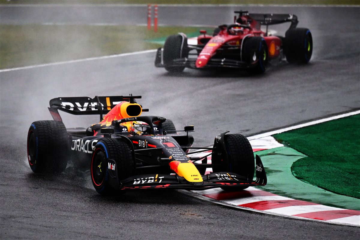 <i>Clive Mason/Getty Images</i><br/>Max Verstappen held off Charles Leclerc.