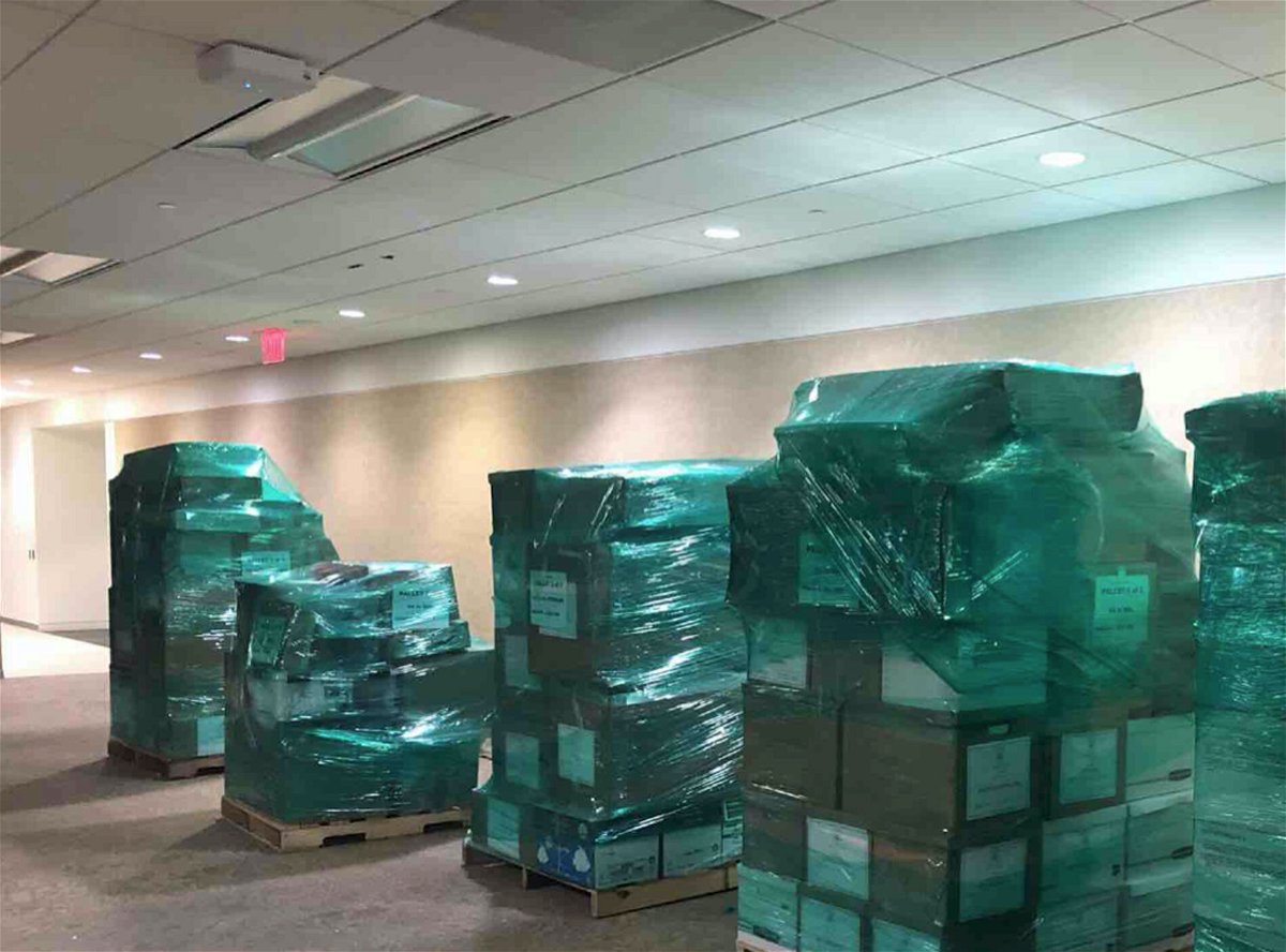 <i>General Services Administration</i><br/>Pallets of boxed items stacked in a Crystal City