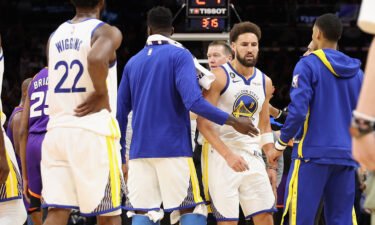 Star shooting guard Klay Thompson was ejected for the first time in his long NBA career in the Golden State Warriors' tempestuous 134-105 defeat to the Phoenix Suns on October 25. Thompson is seen here receiving two technical fouls and being ejected.