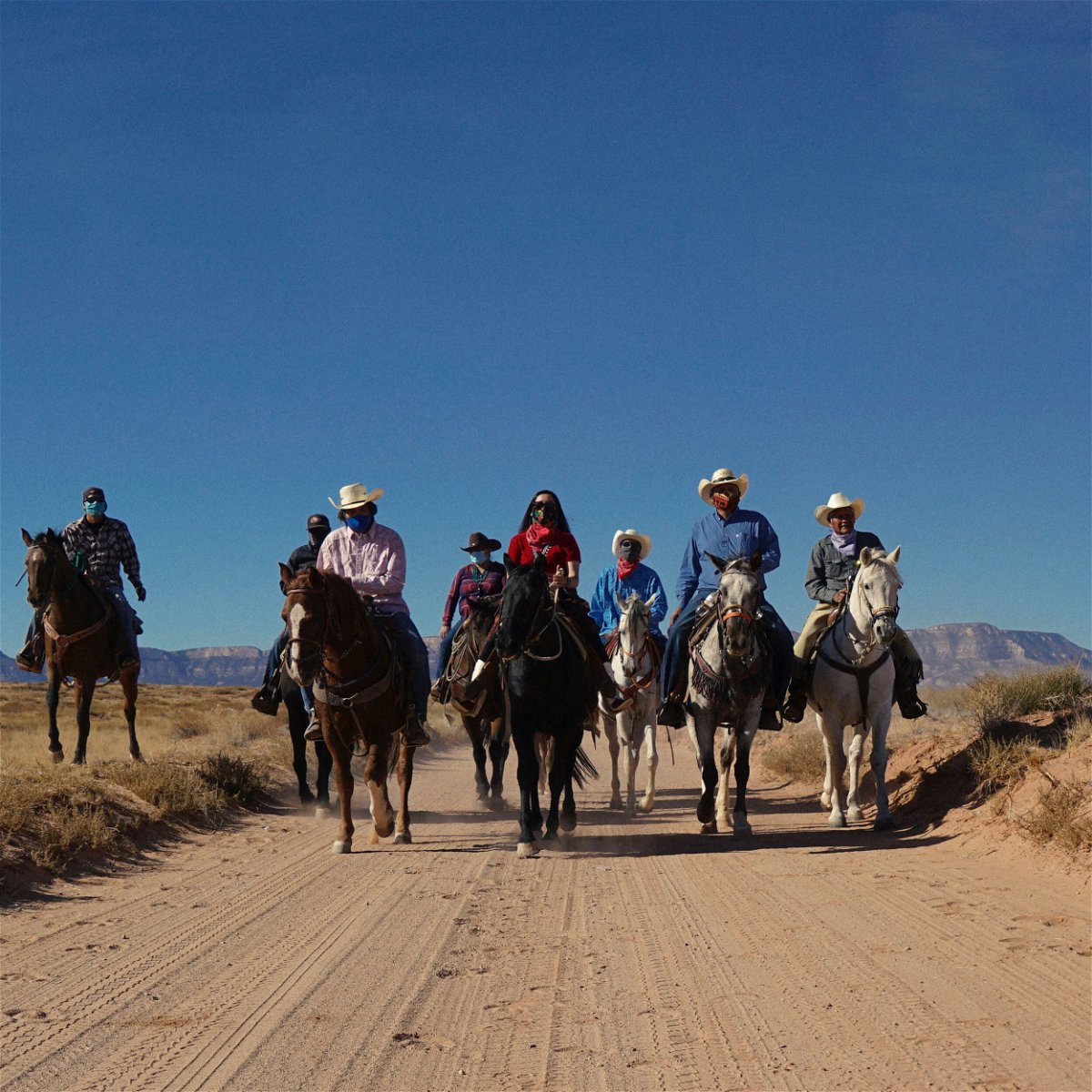 <i>Courtesy Harness/Protect the Sacred</i><br/>Citizens of Navajo Nation riding to the polls to cast their ballots.