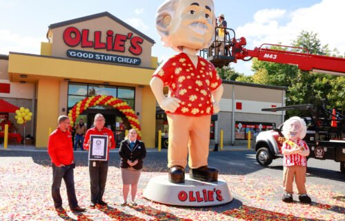 Bargain retailer Ollie’s says it broke a world record with a 16.5 foot tall