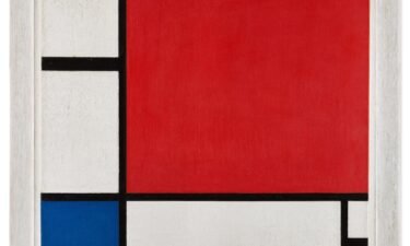 "Composition No. II" is one of only three of the artist's works to feature the dominant red square at the upper right.