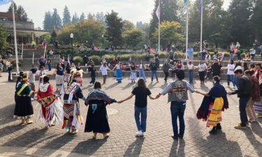 Indigenous Peoples' Day celebration at the University of Oregon honoring tribal communities and sharing their history and traditions.