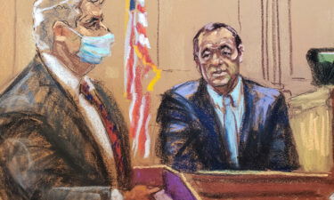 Kevin Spacey is shown in a courtroom sketch being cross-examined by Richard Steigman