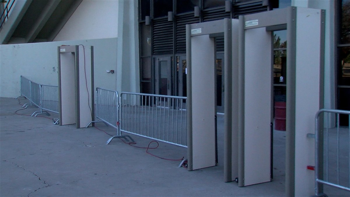 Metal detectors in front of the Pan American Center were added ahead of the 