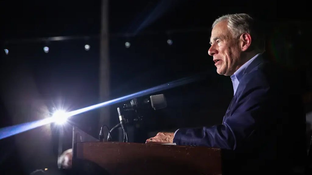 Gov. Greg Abbott at his election night event with supporters in McAllen on Tuesday.