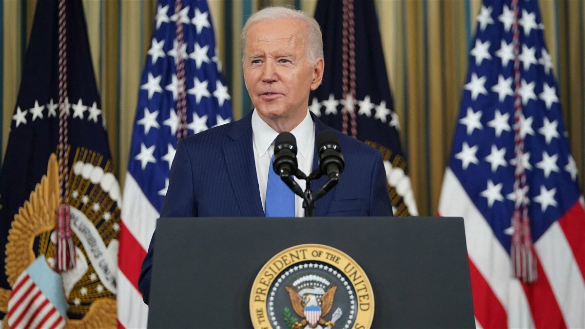 President Joe Biden speaks at a White House news conference on November 9.
