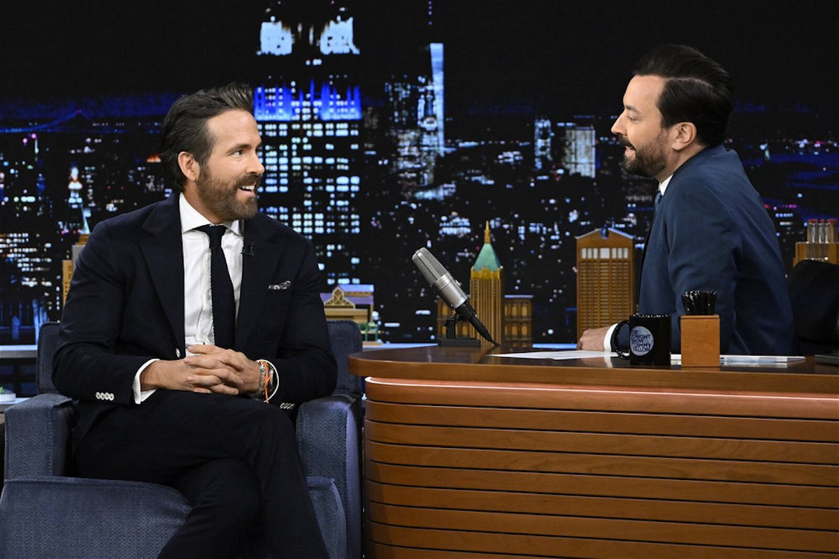 <i>Todd Owyoung/NBC</i><br/>Actor Ryan Reynolds (left) told Jimmy Fallon that he's interested in purchasing the NHL's Ottawa Senators during an interview on November 7.
