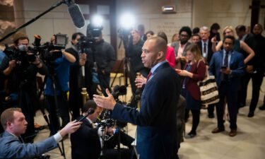 Hakeem Jeffries meets with reporters after being elected chairman of the House Democratic Caucus for the 116th Congress