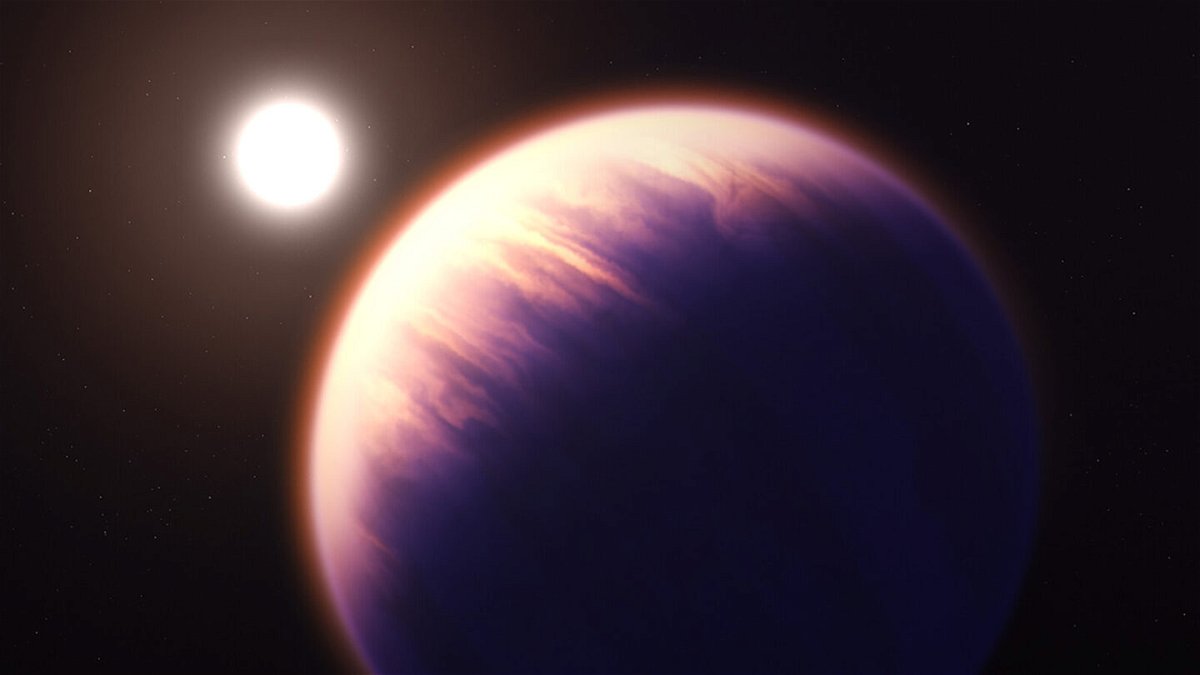 <i>Joseph Olmsted/NASA/ESA/CSA/STScI</i><br/>This illustration shows what exoplanet WASP-39 b could look like