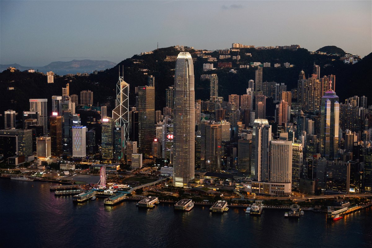 Hong Kong's government said on November 7 it was relaxing COVID-19 restrictions on inbound tour groups. A general view of Two International Finance Centre (IFC)