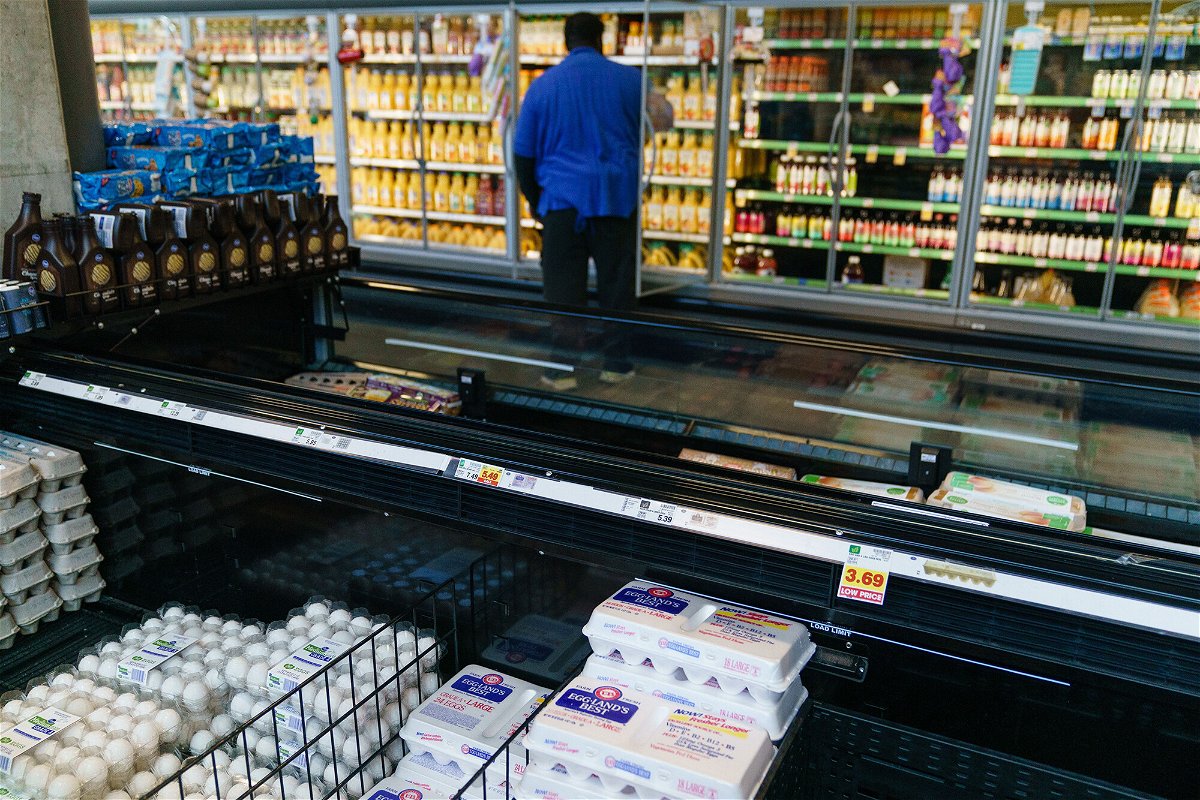 <i>Elijah Nouvelage/AFP/Getty Images</i><br/>Eggs and dairy products are seen in a Kroger supermarket on October 14 in Atlanta