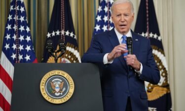 US President Joe Biden speaks during a press conference in Washington
