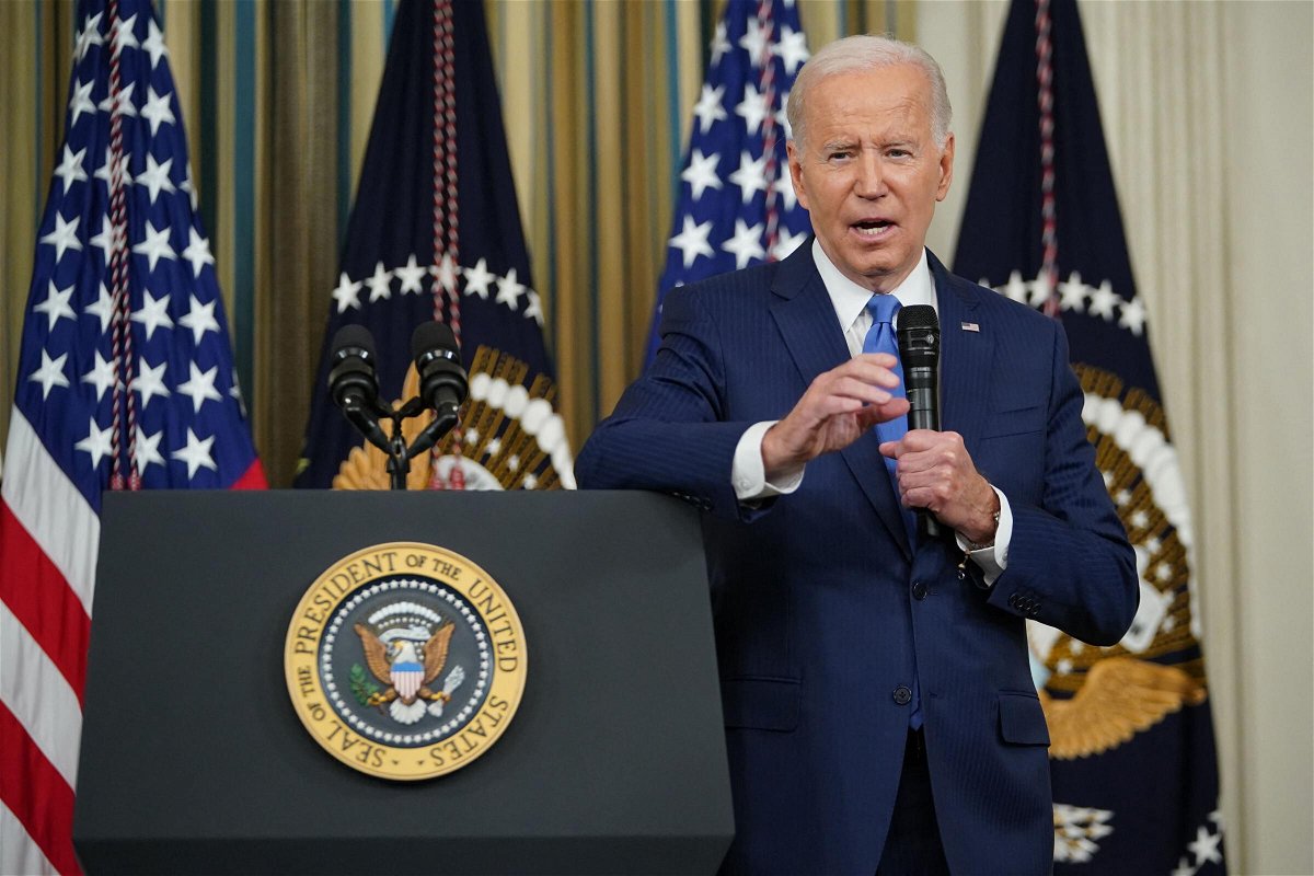 <i>Mandel Ngan/AFP/Getty Images</i><br/>US President Joe Biden speaks during a press conference in Washington