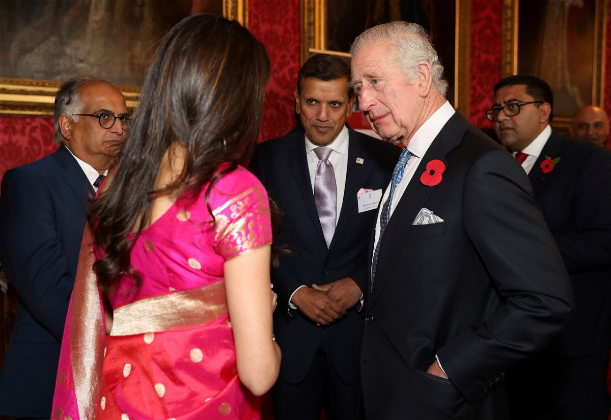 <i>Isabel Infantes/WPA Pool/Getty Images</i><br/>King Charles is seen at a Buckingham Palace reception marking 50 years since thousands of Ugandan Asians were resettled in Britain after being forced out by former Ugandan President Idi Amin.