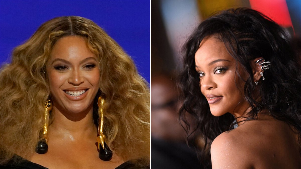 <i>Chris Pizzello/AP/Valerie Macon/AFP/Getty Images</i><br/>Rihanna would like Beyoncé to walk the runway for her Savage X Fenty fashion line.