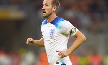 England's Harry Kane wears the "One Love" against Italy earlier this year.