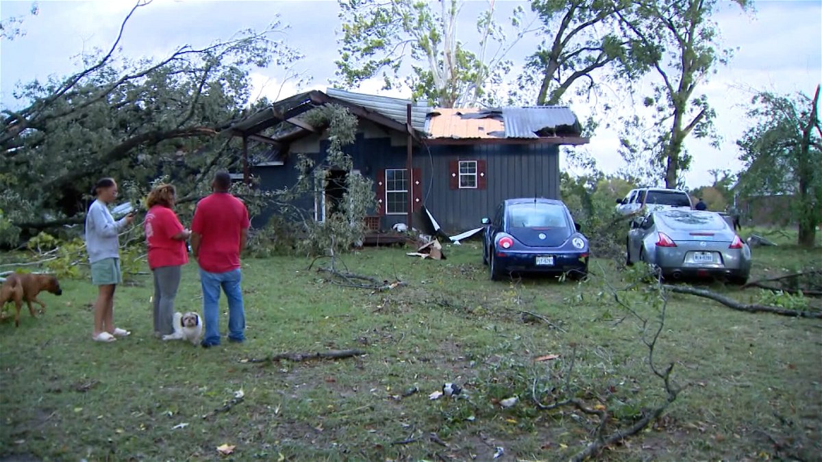 Tornado damage in Hopkins County