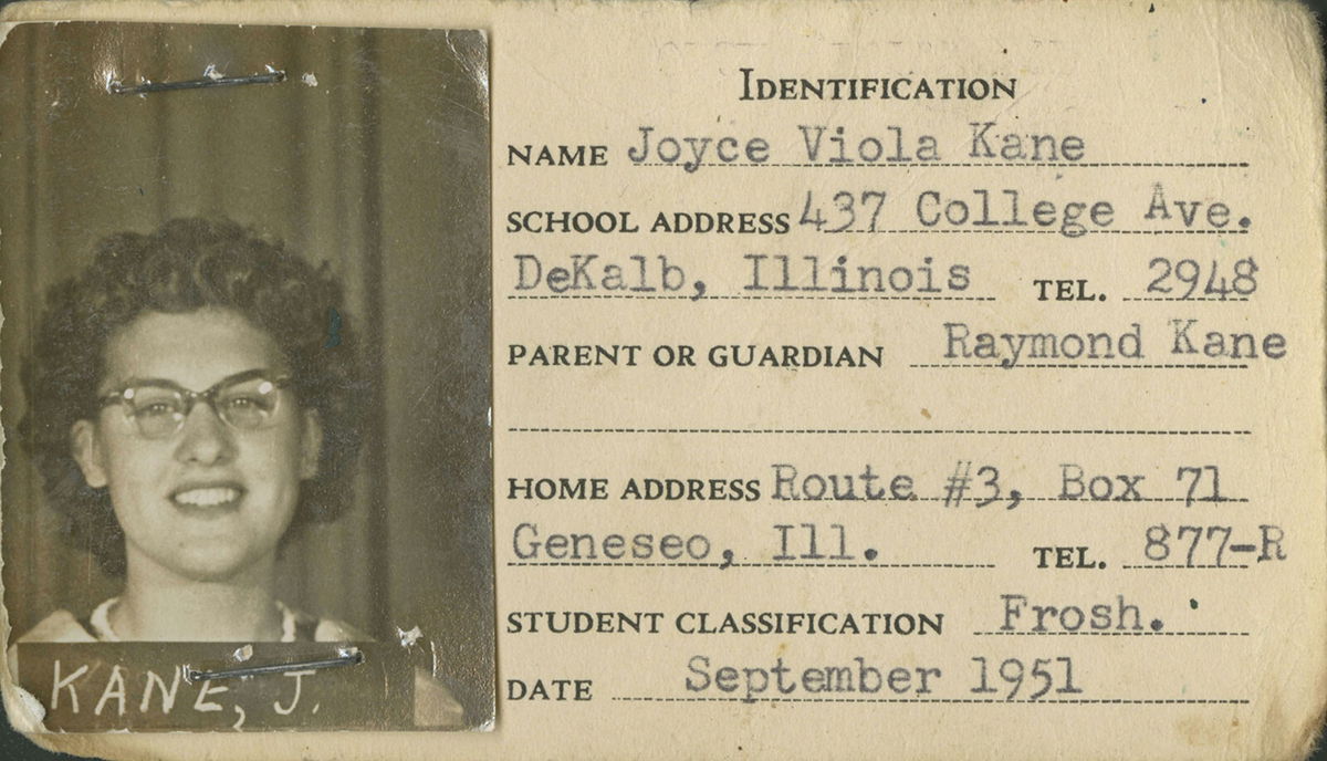 <i>Northern Illinois University</i><br/>Joyce DeFauw's student ID from 1951 with Northern Illinois University.