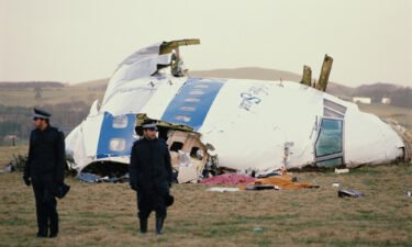 Some of the wreckage of Pan Am Flight 103 is pictured after it crashed in the town of Lockerbie in Scotland