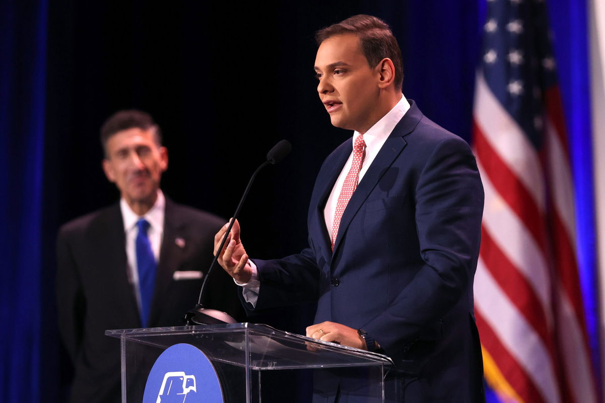 LAS VEGAS, NEVADA - NOVEMBER 18: U.S. Representative-elect George Santos (R-NY) speaks at the Republican Jewish Coalition annual leadership meeting on November 19, 2022 in Las Vegas, Nevada. The meeting comes on the heels of former President Donald Trump becoming the first candidate to declare his intention to seek the GOP nomination in the 2024 presidential race. (Photo by Scott Olson/Getty Images)