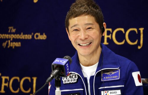 Japanese fashion mogul Yusaku Maezawa has chosen eight passengers who will join him on a trip around the moon on the SpaceX Starship spacecraft. He's seen in Tokyo on January 7.