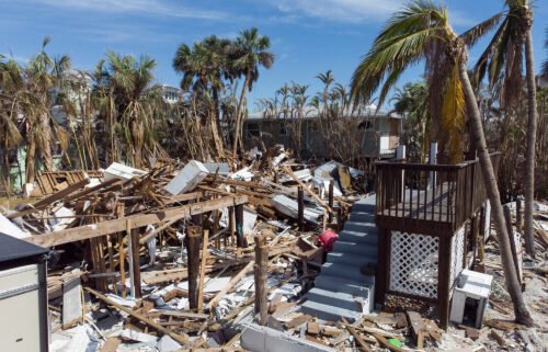 Remains of destroyed houses are seen almost one month after Hurricane Ian landfall in Fort Myers Beach