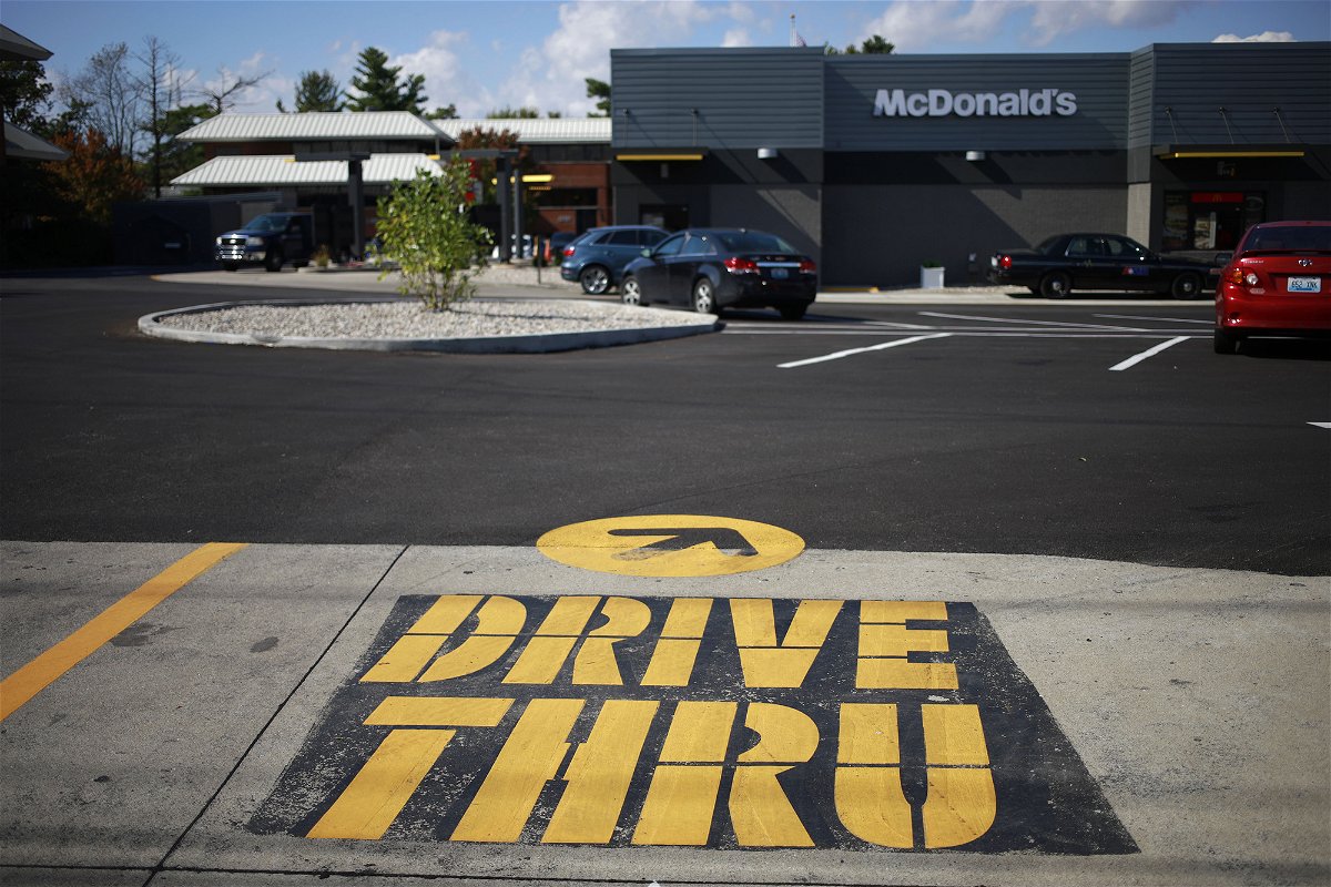 A 'Drive-Thru' lane at a McDonald's Corp. fast food restaurant in Louisville, Kentucky, U.S., on Wednesday, Oct. 20, 2021. McDonald's Corp. is scheduled to release earnings figures on October 27. Photographer: Luke Sharrett/Bloomberg via Getty Images