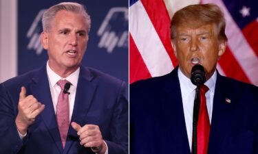 Rep. Kevin McCarthy (left) and former President Donald Trump are seen here in a split image.