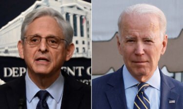 Attorney General Merrick Garland (left) and President Joe Biden are pictured here in a split image.