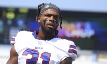Buffalo Bills safety Damar Hamlin has been released from the hospital. Hamlin is pictured here during a NFL football game on August 28