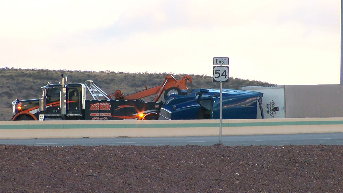 Semi-truck Rolls Over In Northeast El Paso, US-54 South Shut Down - KVIA