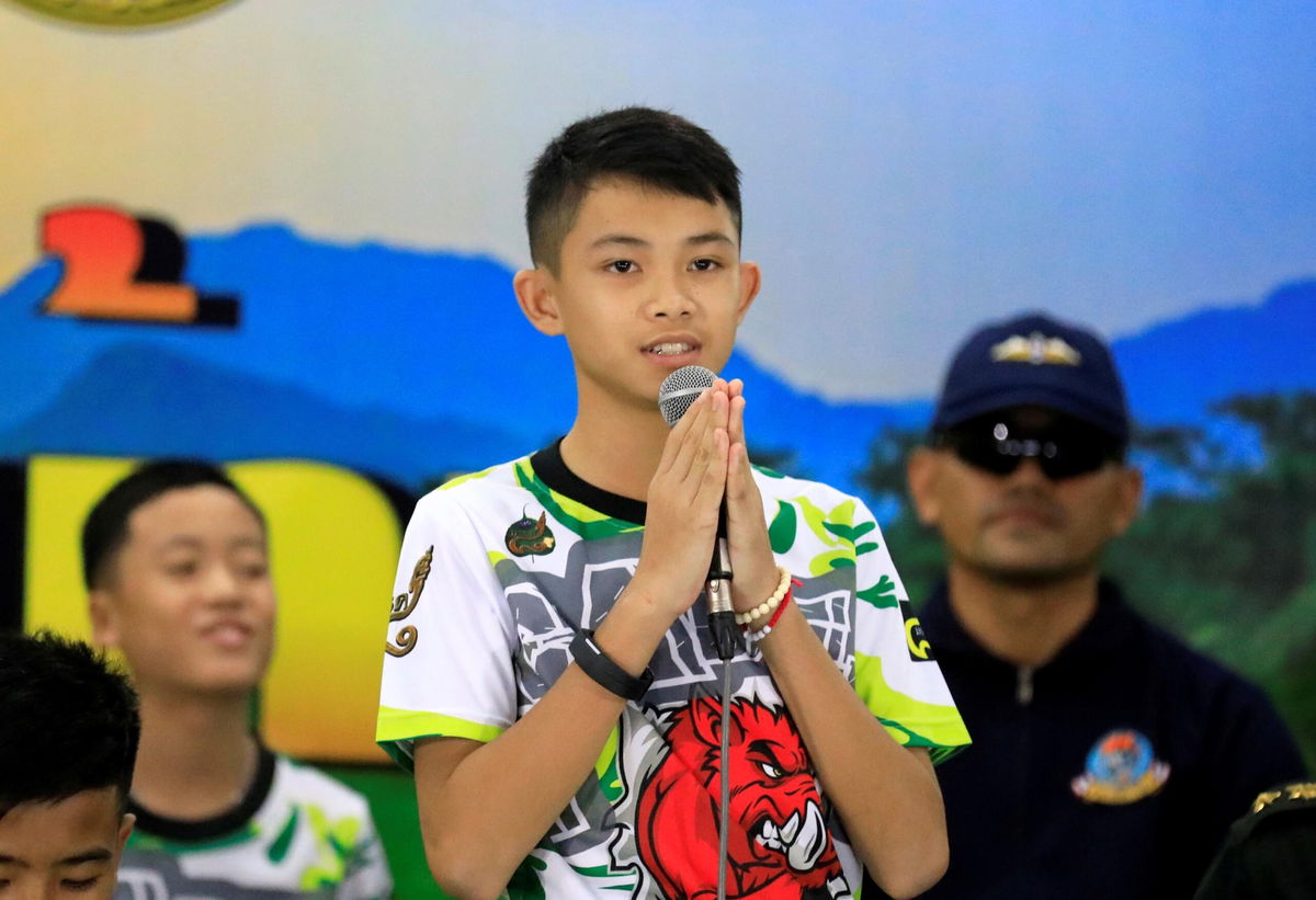 Duangpetch Promthep introduces himself during the news conference in Chiang Rai, Thailand July 18, 2018. REUTERS/Soe Zeya Tun